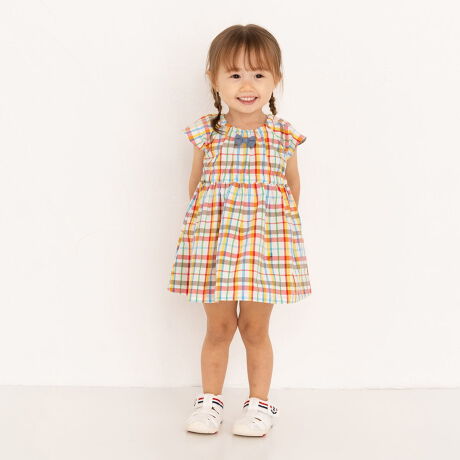 サッカー素材チェック柄ワンピース ミキハウス ホットビスケッツ Mikihouse Hot Biscuits 72 1903 574 ファッション通販 マルイウェブチャネル