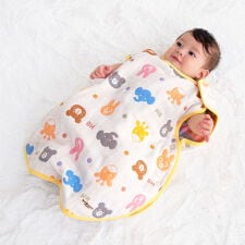 ミキハウス ホットビスケッツ(MIKIHOUSE HOT BISCUITS)の六重織 どうぶつ柄 ガーゼスリーパー