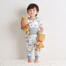 リゾートビーンズ 腹巻き付き タック天竺素材 長袖パジャマ