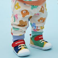【80-120cm】カラフルビーンズ 総柄 裏毛パイル素材 パンツ