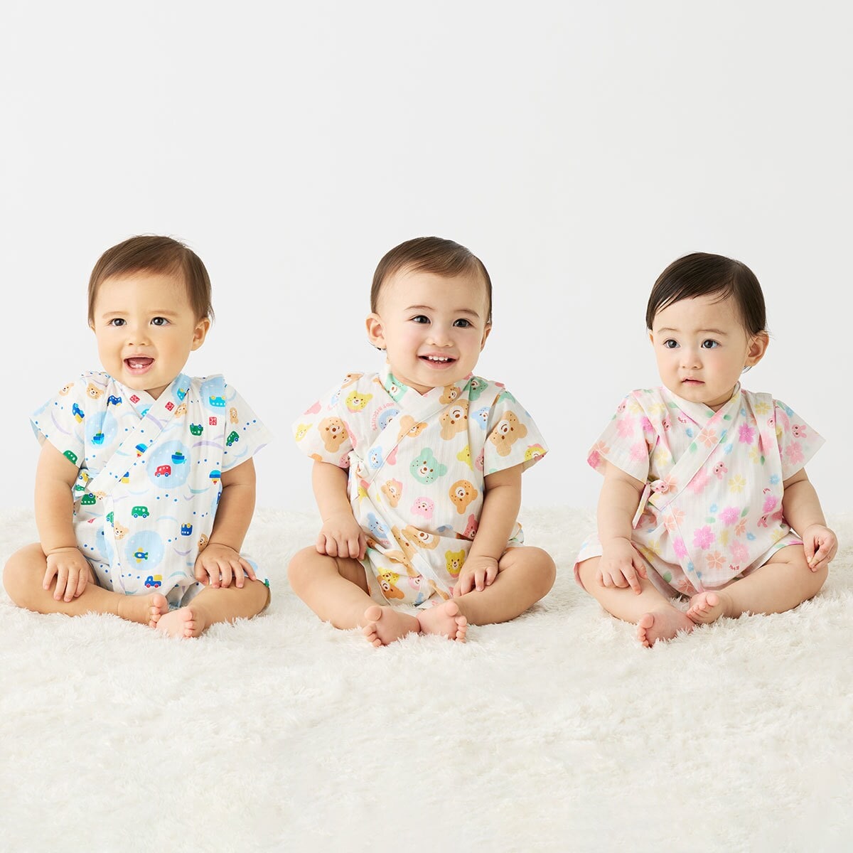 【ミキハウス ホットビスケッツ】 総柄 甚平オール