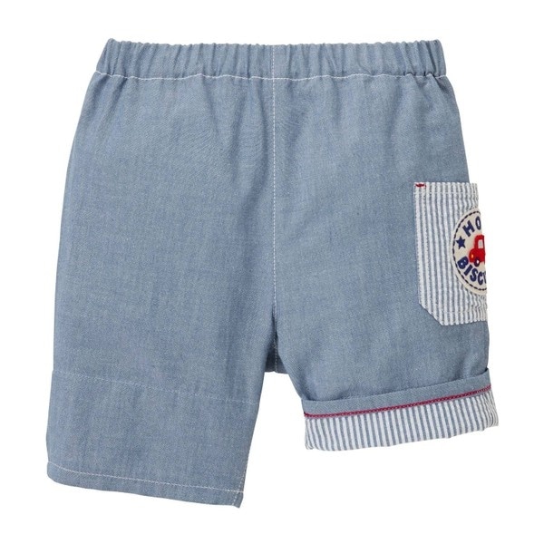 ダンガリー素材 6分丈ハーフパンツ