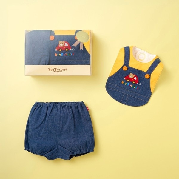 オーバーオール風 スタイ＆ブルマ ギフトセット【クリアケース付き