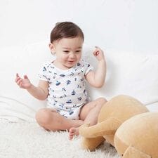 ミキハウス ホットビスケッツ(MIKIHOUSE HOT BISCUITS)のロンパース肌着（フライス / 半袖 / どうぶつ・星・マリン / 男の子）