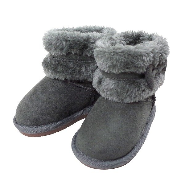 UGG ムートンブーツ グレー リボン付き（KIDS]リボン付フェイク