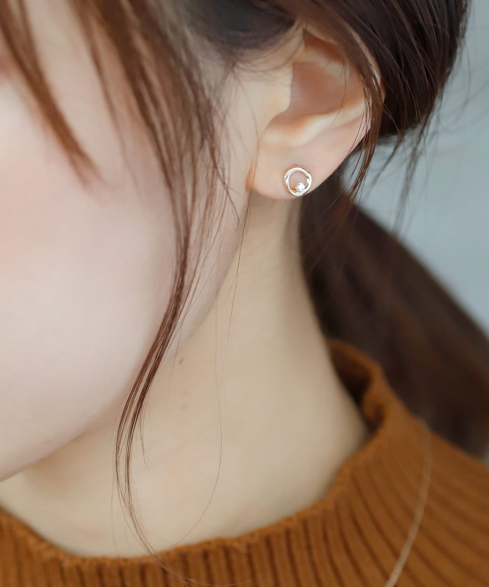 K14gf】金木犀の花とツイストリング ピアス(イヤリング変更可