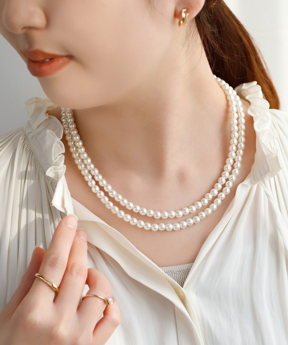 VENDOME AOYAMA 貝パール2連ネックレス イヤリングセット　新品 VENDOME AOYAMA 貝パール2連ネックレス イヤリングセット 新品