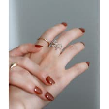 アネモネ(ANEMONE)のビーズリボン×メタルリング[2本セット]