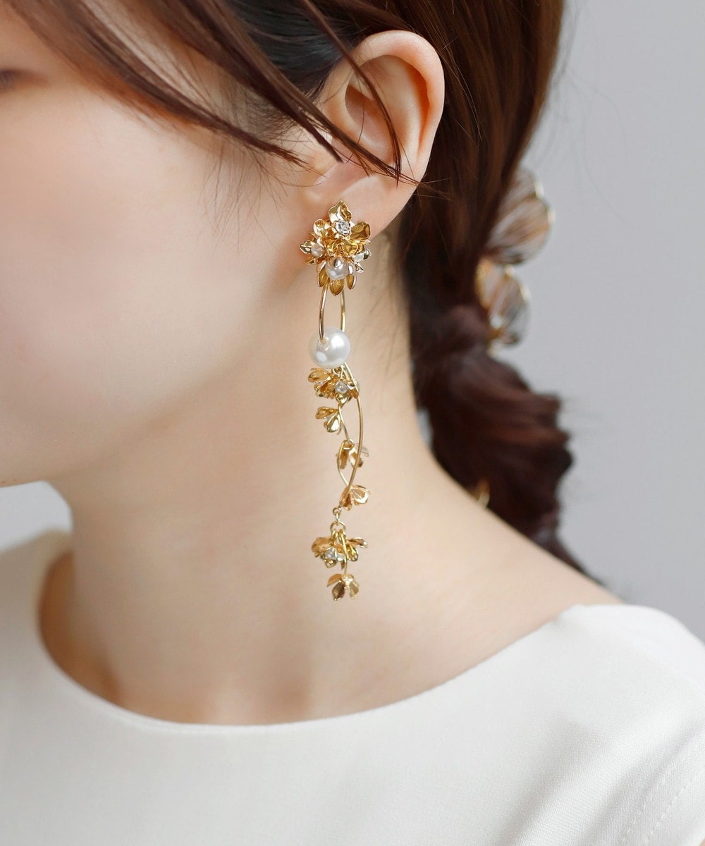 K18 パールフラワーピアス ロングタイプ パールフラワーロングピアス[Hanayome] | アネモネ(ANEMONE