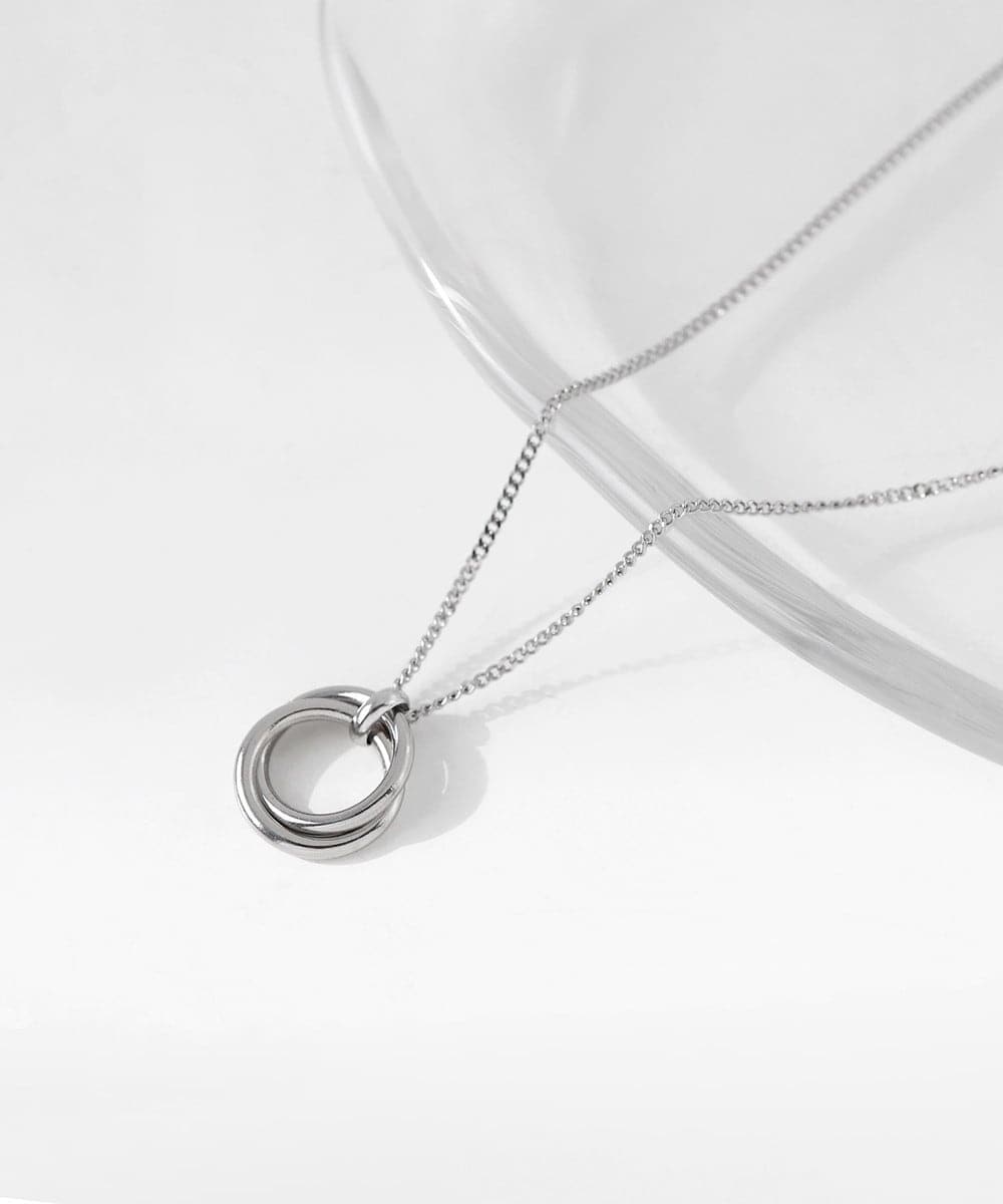 【ステンレス】ダブルサークルネックレス