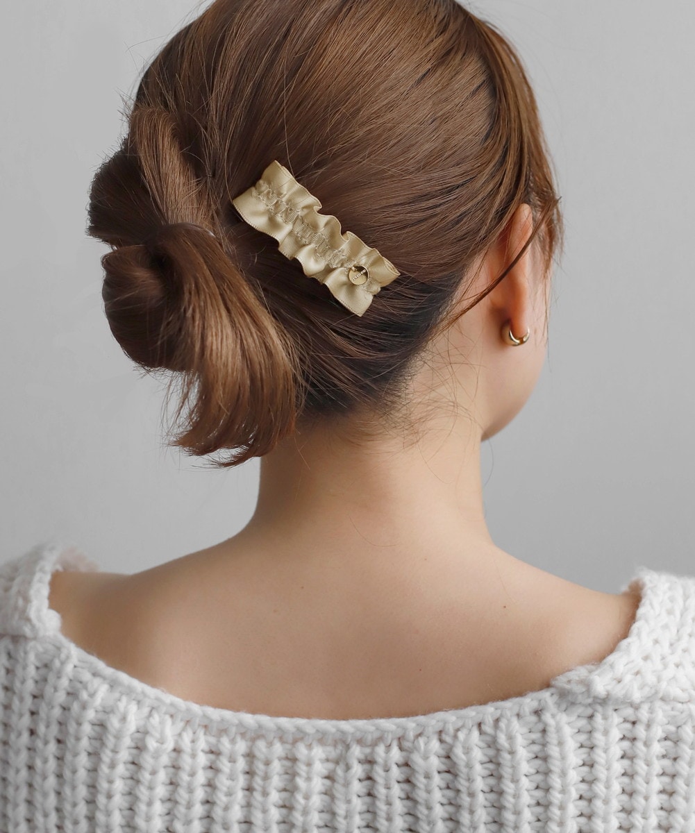 シックカラーフリルバレッタ[2本セット]