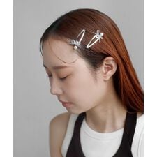 パール×ビーズリボンスリーピン[2本セット]