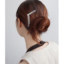 ボールチェーン×ビジューラインクリップ