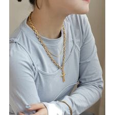 【ステンレス】2連クロスネックレス