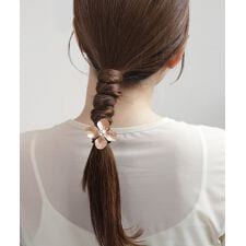 パール×メタルフラワーヘアゴム