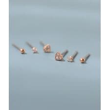 ビジューハートピアス[3ペアセット]