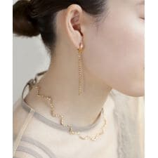 ビジュー×ボールチェーン2WAYフープピアス