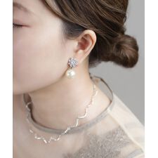 ビジューフラワー×パールイヤリング