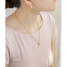 アネモネ(ANEMONE)の【ステンレス】パール×コンビチェーンマンテルネックレス