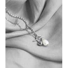 アネモネ(ANEMONE)の【ステンレス】パール×コンビチェーンマンテルネックレス