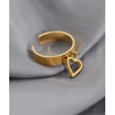 【ステンレス】ハートチャームリング