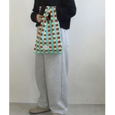 チェック柄ニットバッグ