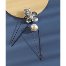 パール×メタルフラワーUピン[2本セット]