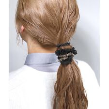 オーガンジーシュシュ×ビーズヘアゴム[3本セット]