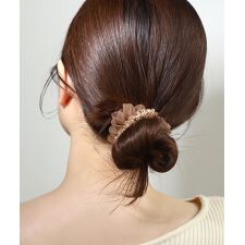 オーガンジーシュシュ×ビーズヘアゴム[3本セット]