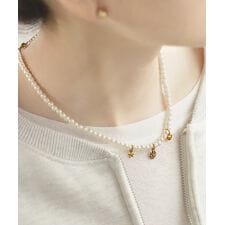 【ステンレス】チャーム×パールネックレス