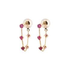 ルビーチェーンフープピアス