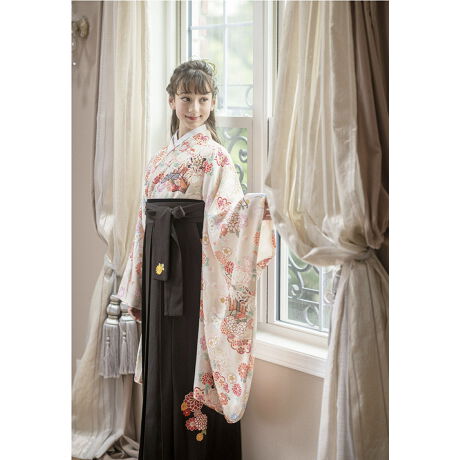 卒業式 キャサリンコテージ 袴セット 150（腰紐、23cm黒ブーツ、椿髪飾  