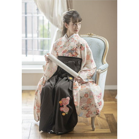 キャサリンコテージ 袴セット 鶴 桜 150cm けろ 肌襦袢付き 簡単着付け 