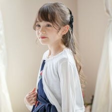 ショート丈上品ニットボレロカーディガン/ジュニアサイズ