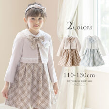 キャサリンコテージ(Catherine Cottage)の丸襟チェックワンピースとノーカラーボレロのアンサンブル