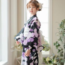 背中ファスナー浴衣 キッズ 水彩花火 17
