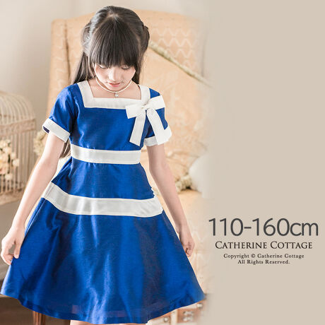 清楚な白リボンの紺ワンピース キャサリンコテージ Catherine Cottage Tk1053 ファッション通販 マルイウェブチャネル