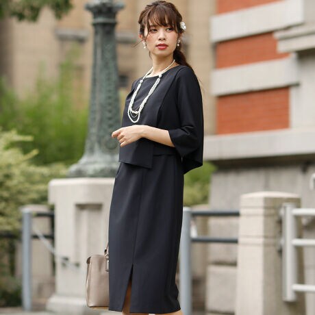 結婚式 お呼ばれ対応パーティードレス ケープ風スリットスーツ プールヴー Pourvous ファッション通販 マルイウェブチャネル