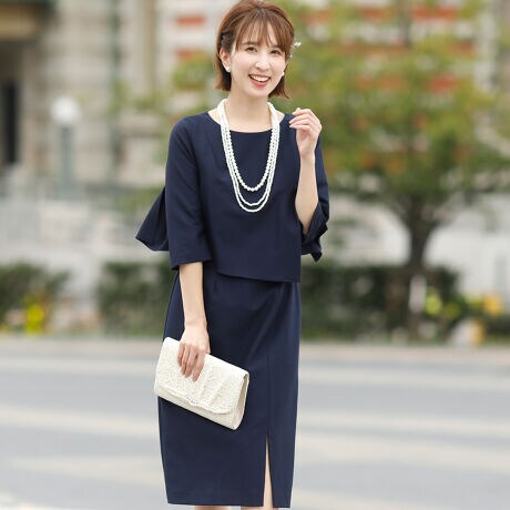 結婚式 お呼ばれ対応パーティードレス ケープ風スリットスーツ プールヴー Pourvous ファッション通販 マルイウェブチャネル