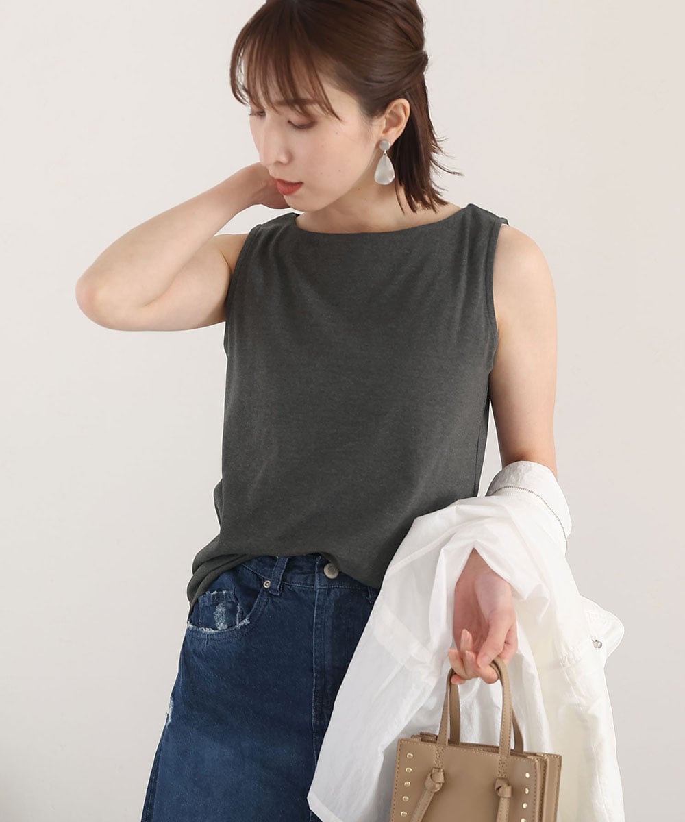 ブラウス シャツ ボートネック シェル クロップド タンクトップ レディース 楽天市場】ボートネック タンクトップ（サイズ（S/M/L）S