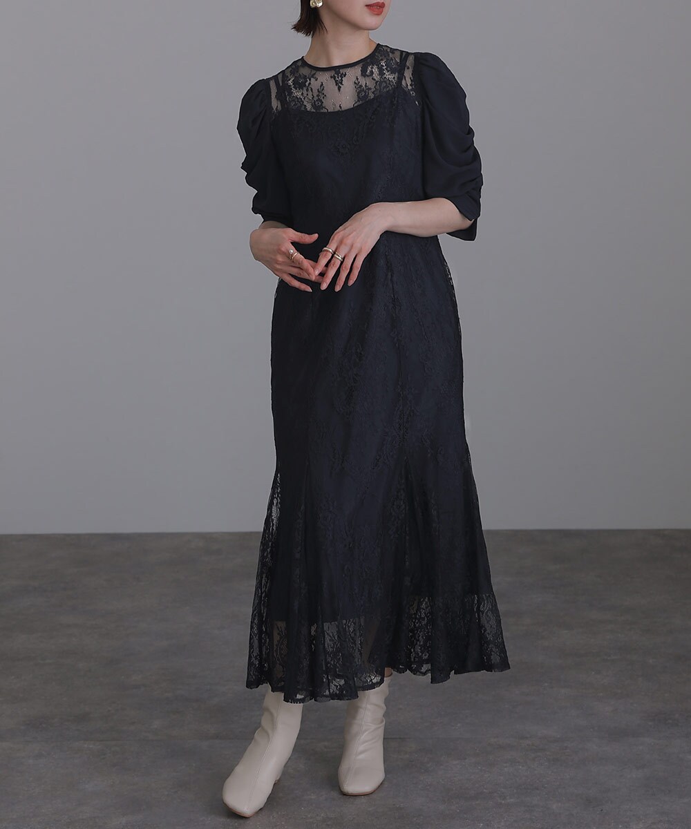 【美品】atlo 2WAY 細見え　ショート丈トップス　ドレス　ブラック 美品】atlo 2WAY 細見え ショート丈トップス ドレス ブラック