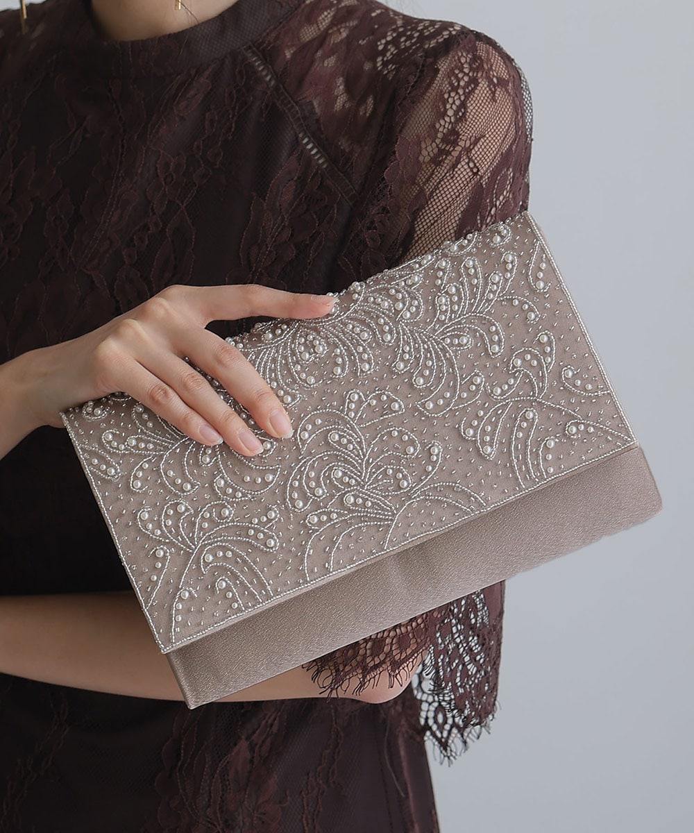 オーガンジーラメ刺繍デカクラッチバッグ | リュクスブリエ(Luxe オーガンジーラメ刺繍デカクラッチバッグ | リュクスブリエ(Luxe