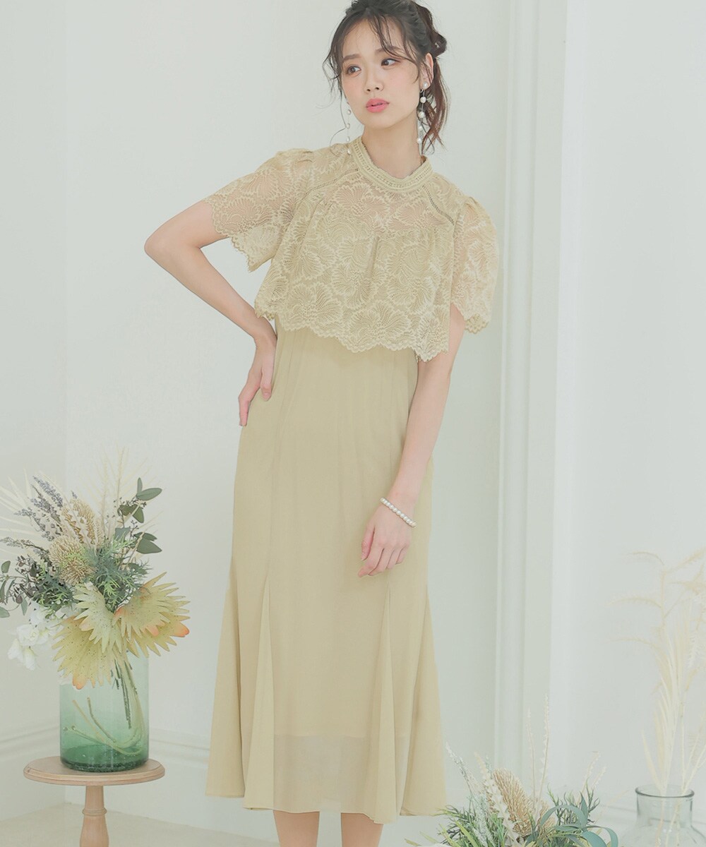 ドレス ペプラム ウエストマーク ブラウン パーティー 結婚式 楽天市場】ペプラム ワンピース（ドレス｜レディース
