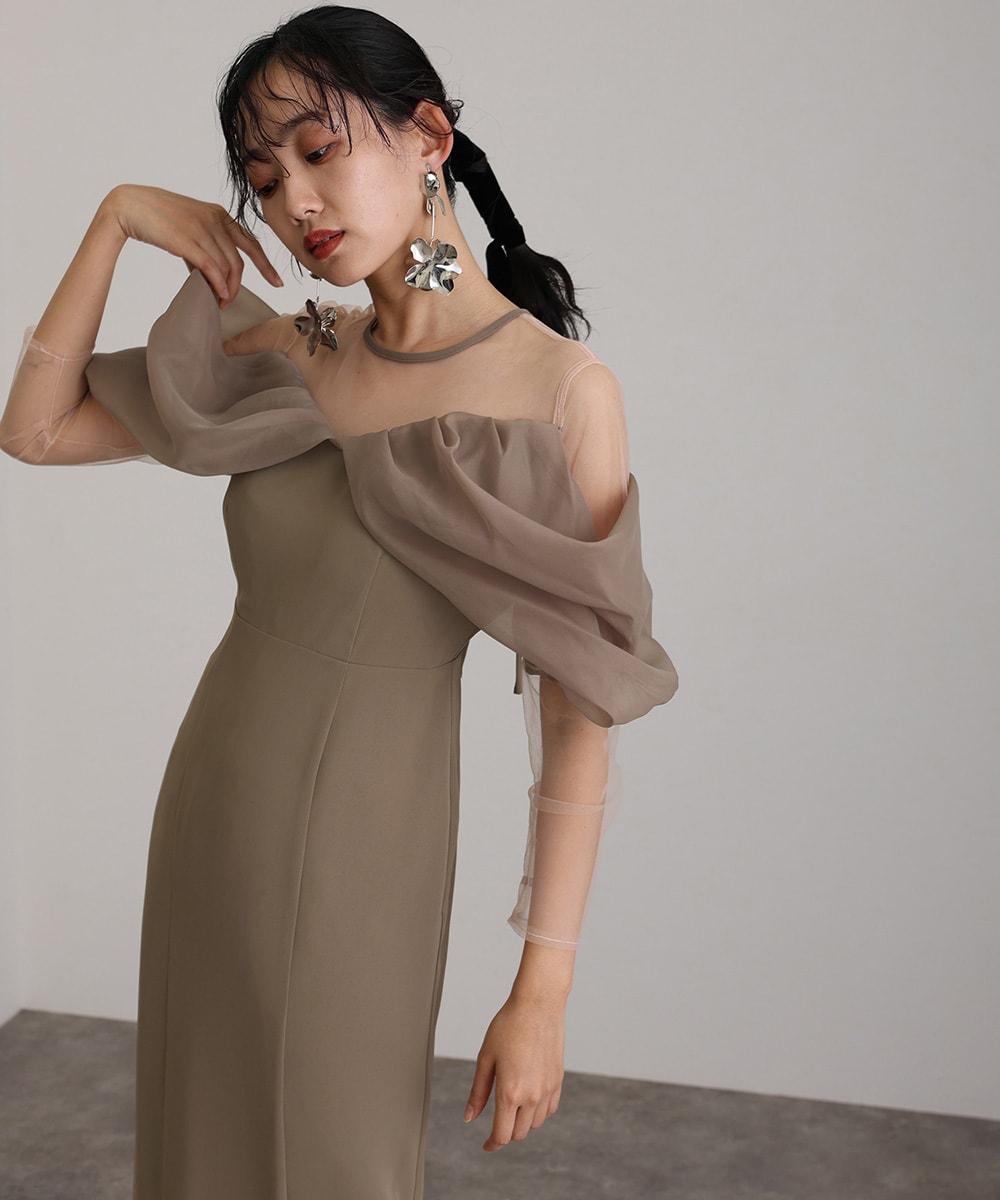 atlo パワーショルダーパーティードレス　結婚式フォーマル atlo ドレス パワーショルダー パーティードレス 大きいサイズ七