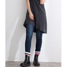 紐付きウエストゴムデニムパンツ