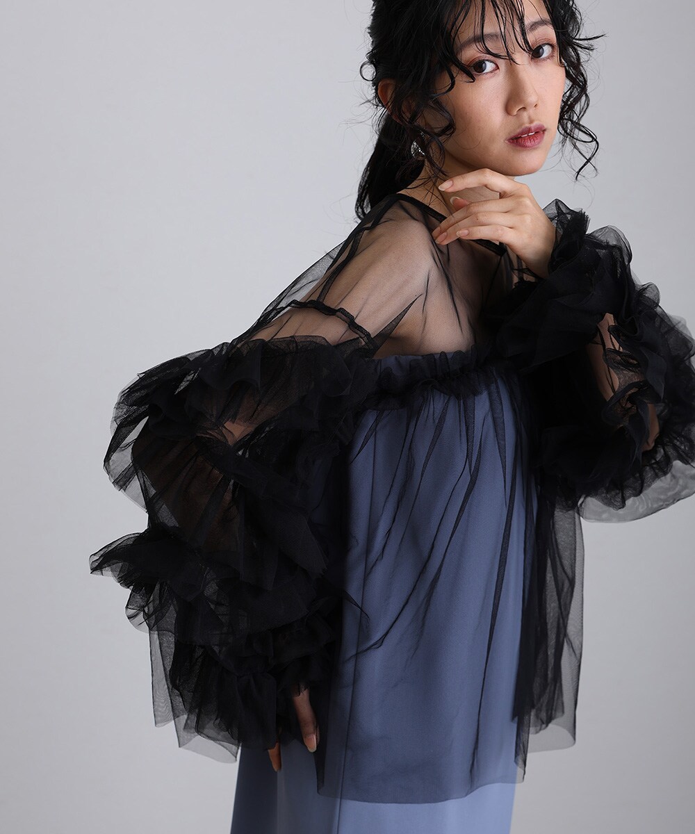 【atlo/ANDRESD】ギャザーチュールトップス 二次会 謝恩会 お呼ばれ ギャザーチュールトップス | アトロ