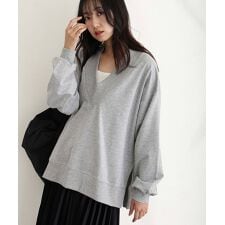 ミニ裏毛Vネックトップス