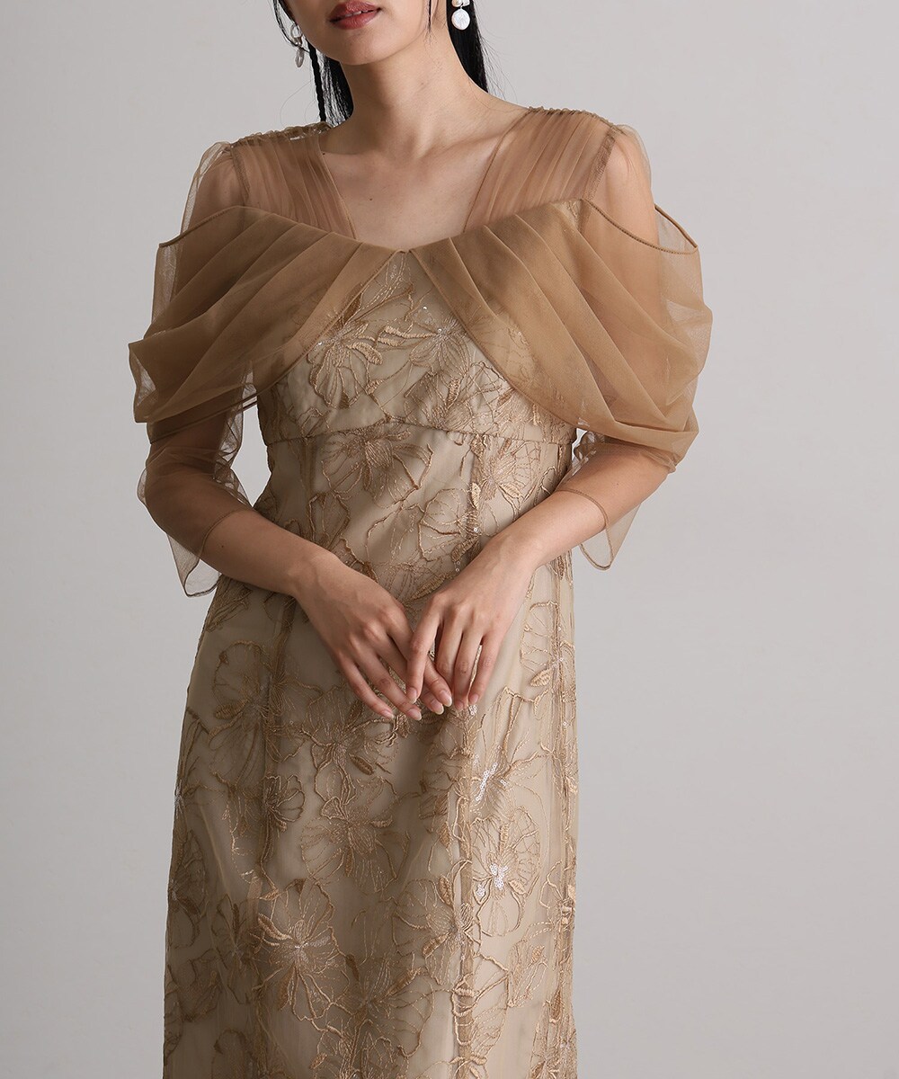 ANDRESD アンドレスド フロッキードットワンピース ベージュ M ANDRESD アンドレスド フロッキードットワンピース ベージュ M