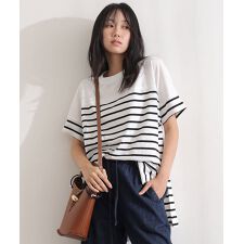 パネルボーダー風半袖トップス