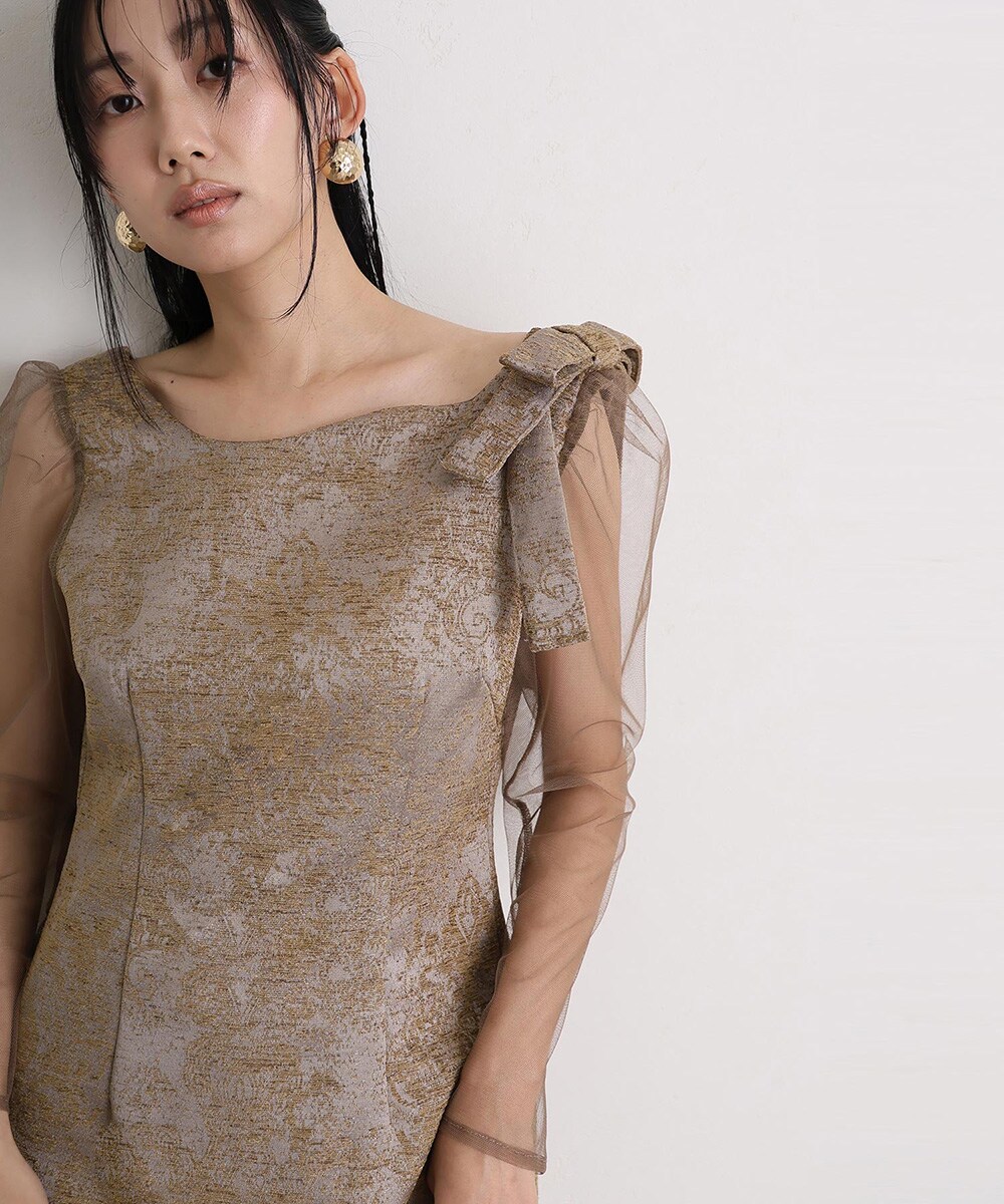 【美品】ANDRESD アンドレスド フロッキードットワンピース ベージュ M ANDRESD】フロッキードットドレス | アンドレスド(ANDRESD) | マルイ